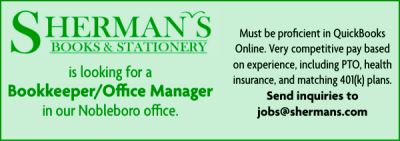 Bookeeper Wanted Shermans Bookstore