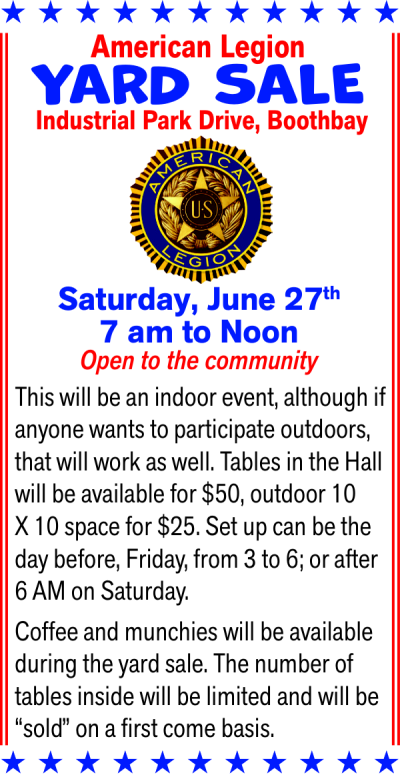 American Legion Yard Sale June 2th
