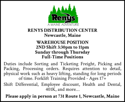 Renys Warehouse Full time 2nd Shift 