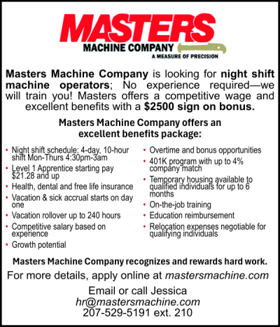 Masters Machine Night Shift Machine Operators