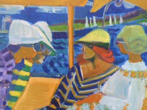 Dorothy Eisner(1906-1984), Boat Trip (1960), oil, 30x36” Maine Art Galleries