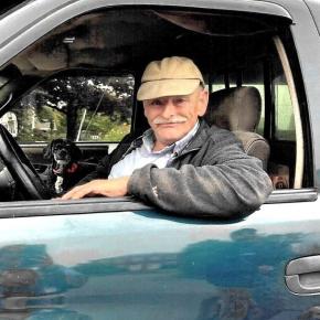Arthur Carter, 78, and his dog Gizmo, 13, wake up early to begin their newspaper rounds. Courtesy of Arthur Carter