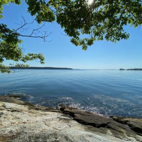 A view of Muscongus Bay from Bass Rock Preserve. Courtesy of Coastal Rivers