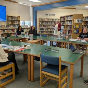 Rising BRHS sophomore Jackson Zehm presents the CSD School Committee with a proposal for a town cleanup day to prevent pollution from accumulating in snowbanks. FRITZ FREUDENBERGER/Boothbay Register