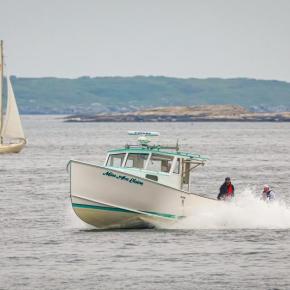 Robert Johnson racing Miss Ava Elaine at the Charlie Begin Memorial Lobster Boat Races June 14 in Boothbay Harbor. Mike Leonard Photo. 