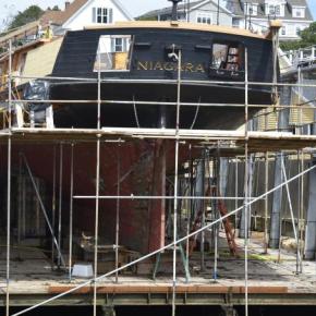 US Brig Niagara, at the Bristol Marine shipyard in Boothbay Harbor. FRITZ FREUDENBERGER/Boothbay Register