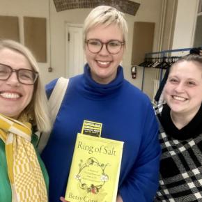 Author Betsy Cornwell flanked by Finding Our Voices CEO+Founder Patrisha McLean, left and Lauren Stockless of the Maine Irish Heritage Center. Lauren Stockless photo