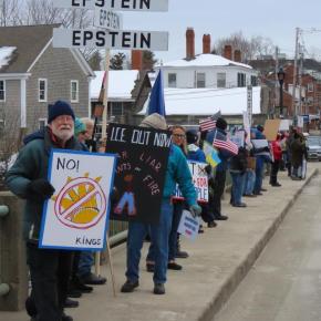 Protestors on the Newcastle/Damariscotta bridge on Feb. 14. Courtesy of Nigel Calder