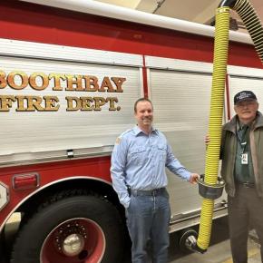 Chief Tim Pinkham, Boothbay Fire & Rescue, left, and Steve Bunker, Maine Fire Protection Services Commission. Courtesy photo