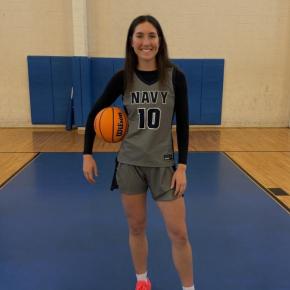 Glory Blethen of Boothbay played for the Navy team during the All-Armed Forces basketball tournament. Courtesy photo