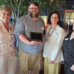 from left are: MaineHealth Lincoln Hospital President Cindy Wade, RN, MHA; Healthy Lincoln County Associate Program Manager Will Matteson; Coulombe Center Director Anni Pat McKenney and Community Routes Project Coordinator Samantha Mehlhorn. Courtesy photo