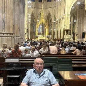 Myron McLellan of Boothbay at St. Patrick's Catholic Church in New York City. Courtesy of Margaret Salt McLellan