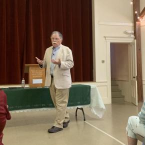 News Center Maine's Don Carrigan visits Southport Town Hall to share personal and professional insights to a packed house July 28. ISABELLE CURTIS/Boothbay Register