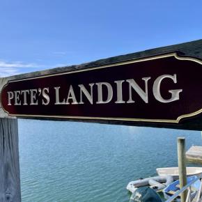 The new Pete's Landing sign. Len Mattano photo