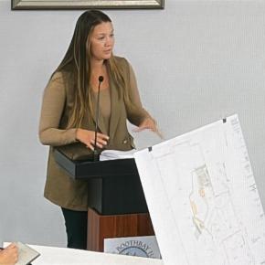 Kendra Marass explains the scope of the Boothbay Region Elementary School renovations to the planning board.  ISABELLE CURTIS/Boothbay Register 