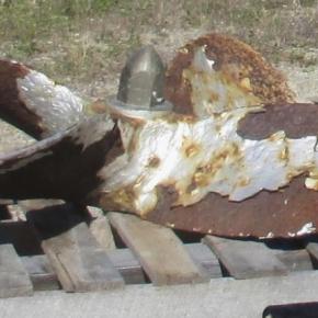 The Winter Harbor’s propeller after its salvage from Wiscasset harbor. File photo 