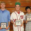 Baseball plaque winners, from left, Wyatt Anthony, Nate Colcord and Julian Aponte