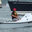 George Welton operations manager at Hodgdon Yachts' Defense Composites in Bath, operates a Greenough Advanced Rescue Craft (GARC) during Saturday's race.  JOHN EDWARDS/Boothbay Register
