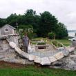 Master Stonemason Chris Tanguay in the sunken garden he created at the home of Louanna and Ted Frois on Westport Island the site of this year’s Champagne on the Sheepscot.