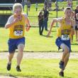 Brady Duncan and David Machon sprint toward the finish line. The boys team earned third place out of five MVC teams at the September 12 meet hosted by Boothbay Region High School. RYAN LEIGHTON/Boothbay Register