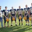 The Seahawks football team's six seniors, from left, Tommy Smith, Jesse Peters, Kameron Markee, Nate Colcord, Cormac Miller and Lincoln Simmons. KEVIN BURNHAM/Boothbay Register
