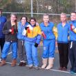 Lady Seahawks display their second place ribbons at the Mountain Valley Conference Championships. From left are Coach Nick Scott, Maya Schwehm, Sophia Thayer, Genevieve Taylor, Morgan Crocker and Allison Crocker. RYAN LEIGHTON/Boothbay Register