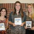 Girls' Cross-Country plaque winners, from left, Sophia Thayer, most valuable; Allison Crocker, coaches award; Morgan Crocker, most improved. KEVIN BURNHAM/Boothbay Register 
