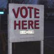 The sign outside the Boothbay Harbor town office telling residents where to vote.