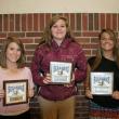 Field Hockey plaque winners, from left, Kirsten Latter, most improved; Madison McCarthy, most valuable; Brooke Alley, coaches award. KEVIN BURNHAM/Boothbay Register 