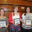 Girls' Soccer plaque winners, from left, Dana Greenleaf, most improved; Sinead Miller, most valuable; and Mikayla McFetridge, coaches award. KEVIN BURNHAM/Boothbay Register 