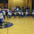 Lady Seahawks make their entrance, led by senior captain, Sarah Caron.  RYAN LEIGHTON/ Boothbay Register 