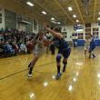 Captain Alex Clarke drives hard to the basket, trying to outrun her Madison defender.  RYAN LEIGHTON/ Boothbay Register 