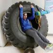 Hake shows us that tires aren't just great for flipping, they can be a lot of fun, too. KATRINA CLARK/Boothbay Register