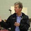 Maine State Prison Warden Patricia Barnhart inside the prison's gym during a Nov. 1 concert for the inmates. (Photo by Holly S. Edwards)