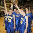 The proud Seahawks hold up their state runner-up trophy for Seahawk Nation. KEVIN BURNHAM/Boothbay Register