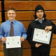 Wrestlers Howard Carter and Antonio Maulolo received certificates. Carter placed third at the regional, and Maulolo was the first state champion for BRHS since 1996. RYAN LEIGHTON/Boothbay Register
