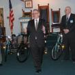Before giving away 21 new bicycles,Tom Pulkkinen of Bay View Lodge, second from left, explains to parents, grandparents and children about the Bikes for Books program and how it came to be implemented locally during the presentation at the Masonic Hall in East Boothbay on Saturday, March 16. Standing behind Pulkkinen are local Masons, from left, Arthur Richardson, Kim Pinkham and Micheal Leighton.