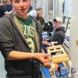 Dan Murray poses with his Seaperch robot. Murray and his partner Alex Owen placed second in the contest. RYAN LEIGHTON/Boothbay Register