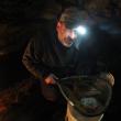 Dan Rizza of Newport displays one night's yield of elver eels caught at Mill Cove in Boothbay Harbor. One pound of elvers is currently worth $1,800. RYAN LEIGHTON/Boothbay Register