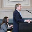  Steven Peterson addresses the Maine Supreme Judicial Court in Portland April 9. Seated at left is Assistant Attorney General Deborah Cashman. SUSAN JOHNS/Wiscasset Newspaper