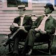 First Association president Dr. Edward A. Sprague (in straw hat), seated with long-time friend Dr. George Gregory. Sprague was a dentist whose office was across from the post office in Boothbay Harbor. Courtesy of the family of Dr. Sprague and Boothbay Region Historical Society