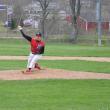 Chandler Longfellow fires a pitch against the Boothbay Region High School Seahawks. Longfellow pitched four innings and allowed one run on four hits while fanning six. BEN BULKELEY/Wiscasset Newspaper   