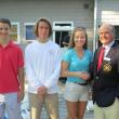 Officers of the Boothbay Harbor Yacht Club's Junior Yacht Club are congratulated by BHYC Commodore Neil Newton, right. From left are Aidan Clark, Dungan Milhouse and Catherine Clark. Courtesy of Andy Holmes