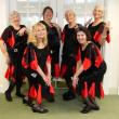 These ladies recreate the Charleston, the signature dance of the 1952 film "Has Anybody Seen My Gal."  Pictured from left are, back row: Carolyn Gray, Catherine Rolerson, Polly Steadman and Carolyn Maunz; front row: Viola Glendinning and Sally Kinney. Courtesy of Carol Teel
