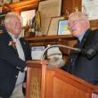 McEvoy shakes his college roommate Ben English's hand. KEVIN BURNHAM/Boothbay Register