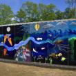 This mural done by Lincoln Academy art students now decorates a maintenance pod at Sheepscot Harbour Village & Resort in Edgecomb. Courtesy of Kathlene Long