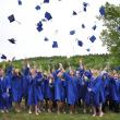The BRHS Class of 2013 celebrates with the traditional tossing of their caps following the graduation ceremony June 7. BEN BULKELEY/Boothbay Register
