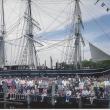 The Sept. 7, 2006 reunion of the descendants of the first captain and crew of the ‘Charles W. Morgan.’ East Boothbay resident Sally Bullard, a direct descendant of Morgan, is in front to the right of center behind a woman in a white blouse. Courtesy of Sally Bullard