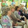 Boothbay Region Garden Club members absorbing the display technique known as “transparencies.” LISA KRISTOFF/Boothbay Register