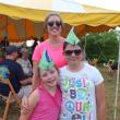 Gretchen McKay of Gettysburg, PA., with her nieces Sarah and Kayla Miller, of Missouri, wear their handmade German-style caps and feathers in honor of Boothbay Region Land Trust's Volksmarch on July 6. 